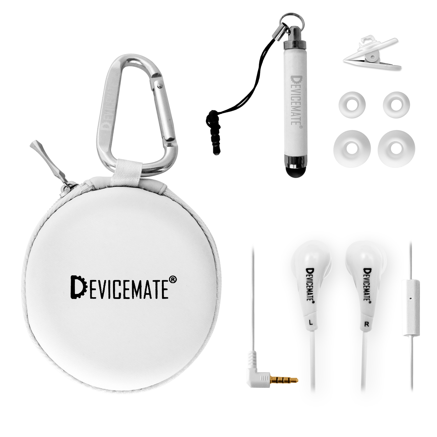 DEVICEMATE® SD 455-GWT Earphones w/mic for iPhone[GLAWhite] Case
