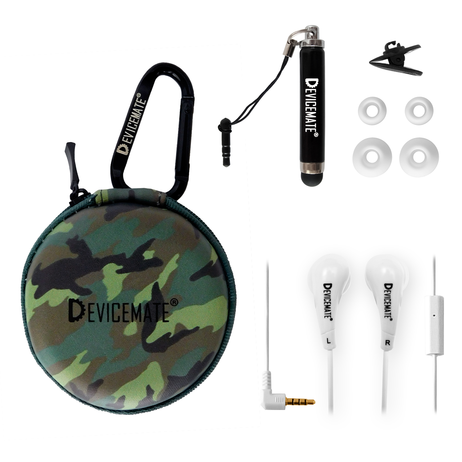 DEVICEMATE® SD 455-GCM Earphones w/mic for iPhone[Grn Camo] Case